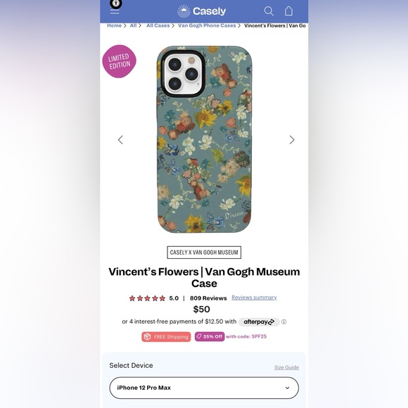 CASELY Vincent’s Flowers | Van Gogh Museum Case 12 PRO MAX•BOLD+MAG SAFE - Picture 7 of 9